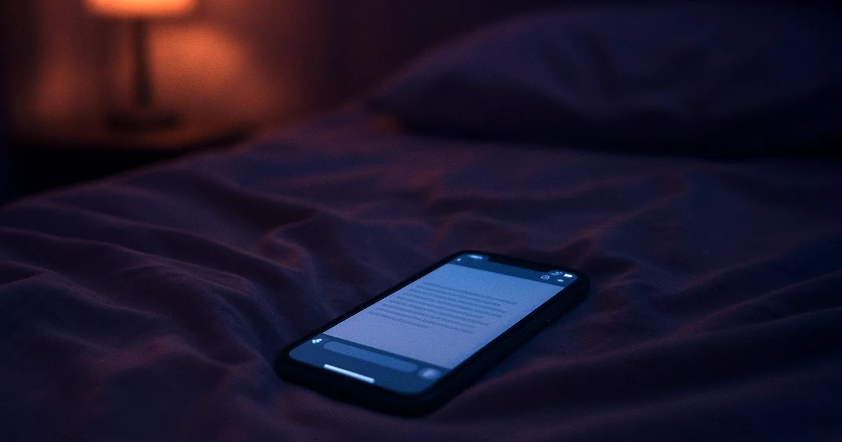 Un message écrit mais jamais envoyé sur un écran de téléphone, dans une pièce sombre